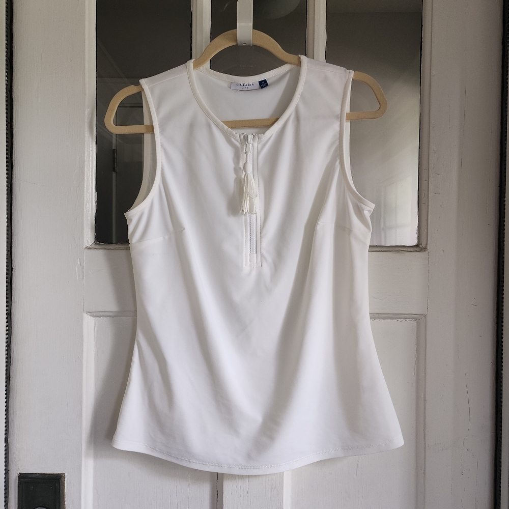 Cabana Life White Sleeveless Swim Top